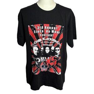 Los Lobos Cinco De Mayo Festival T-Shirt XL Black Graphic Band Tee Crewneck